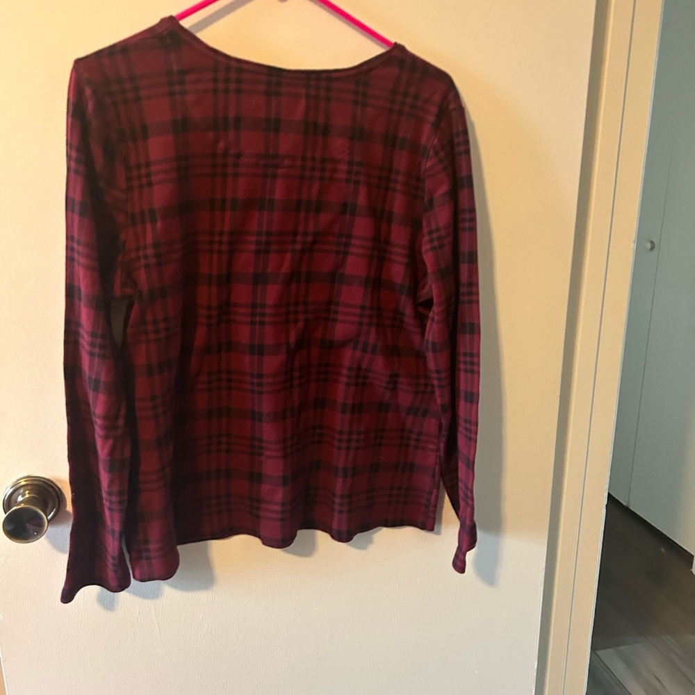 Charter Club Burgundy Plaid Top - Picture 6 of 7